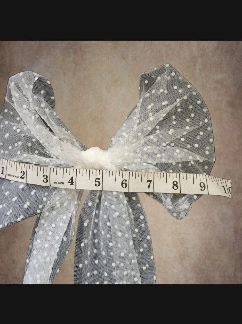 White Polka Dot Tulle Hair Bow